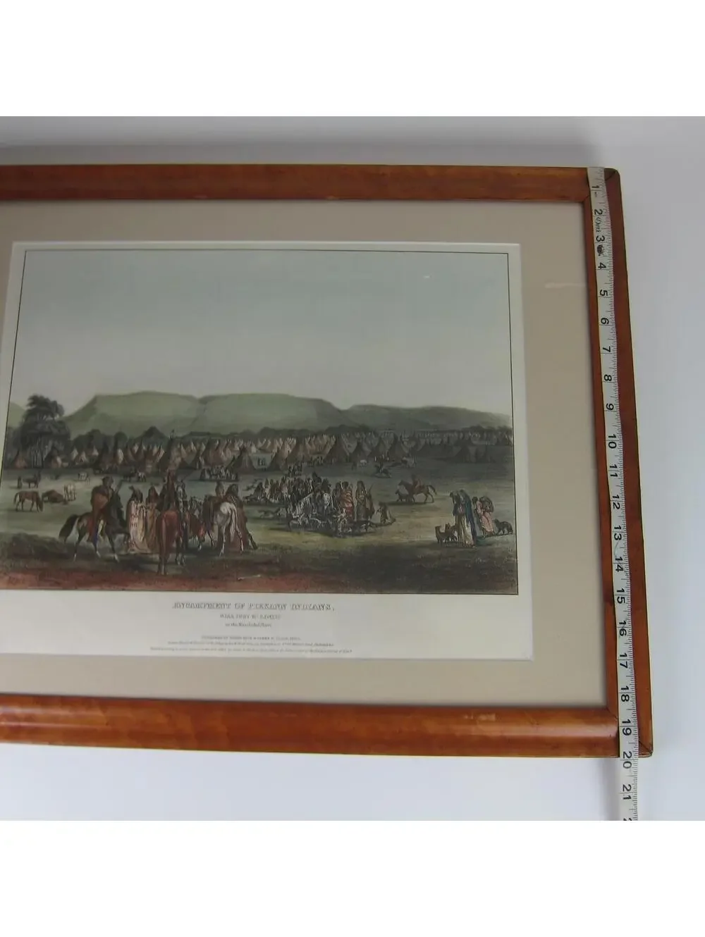 McKenney & Hall Hand Colored Print Encampment Of Piekann Indians Antique Framed